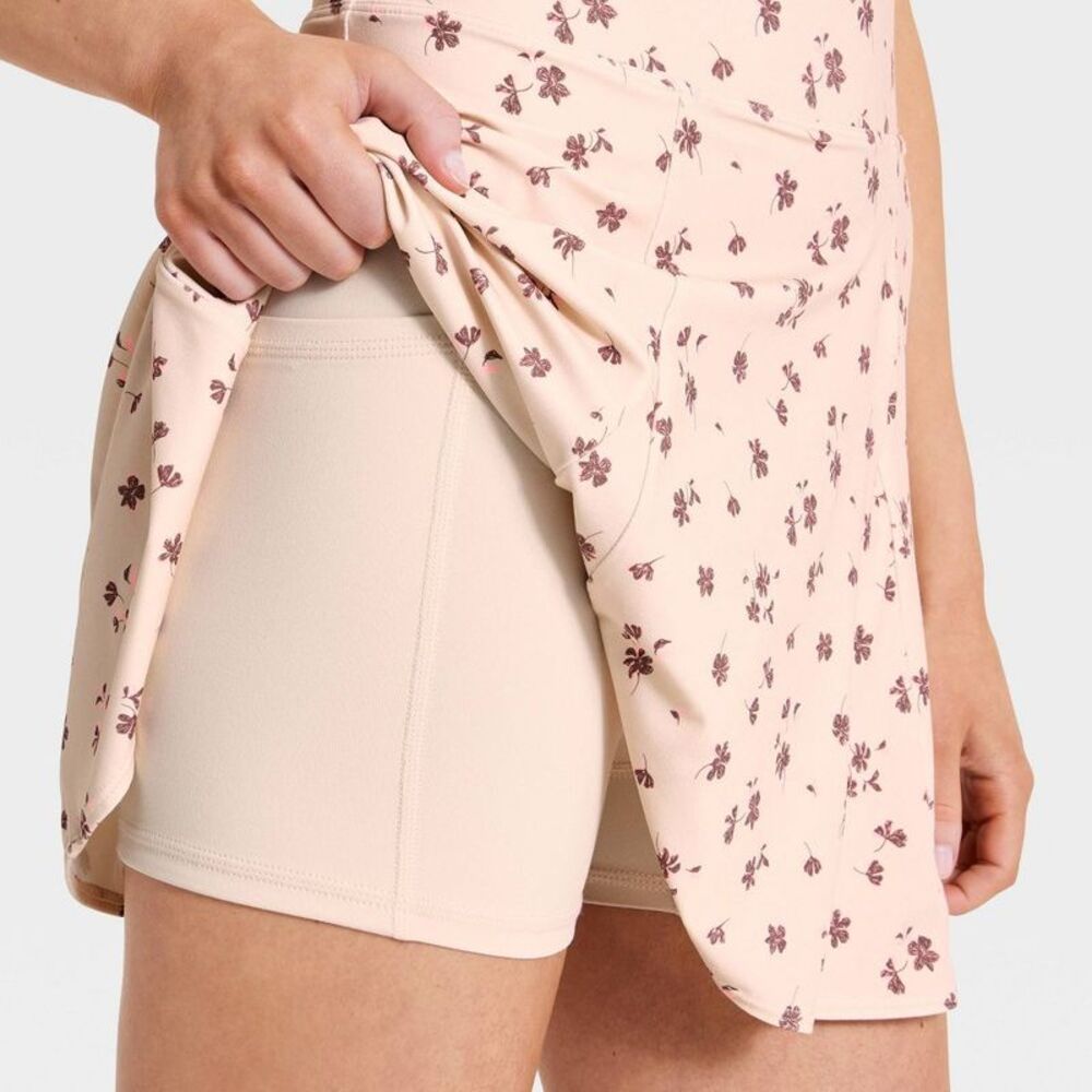 Women's Knit Double Layer Active Dress - JoyLab Cream Floral XL - Picture 4 of 5